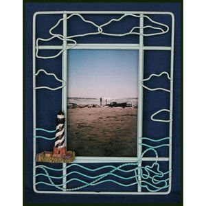 metal & wire picture frame Cape Hatteras Lighthouse - Island Creek Trading Co.